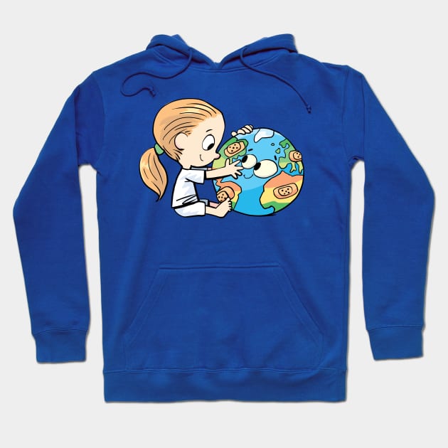 little girl cares for the injured planet earth Hoodie by duxpavlic